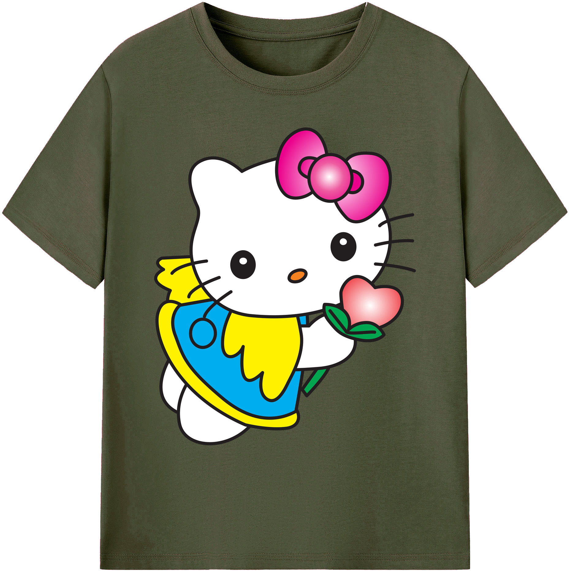 （画像用） Hello Kitty ハローキティ 綿100％ メンズ半袖Tシャツ｜肌触りやわらか＆通気性